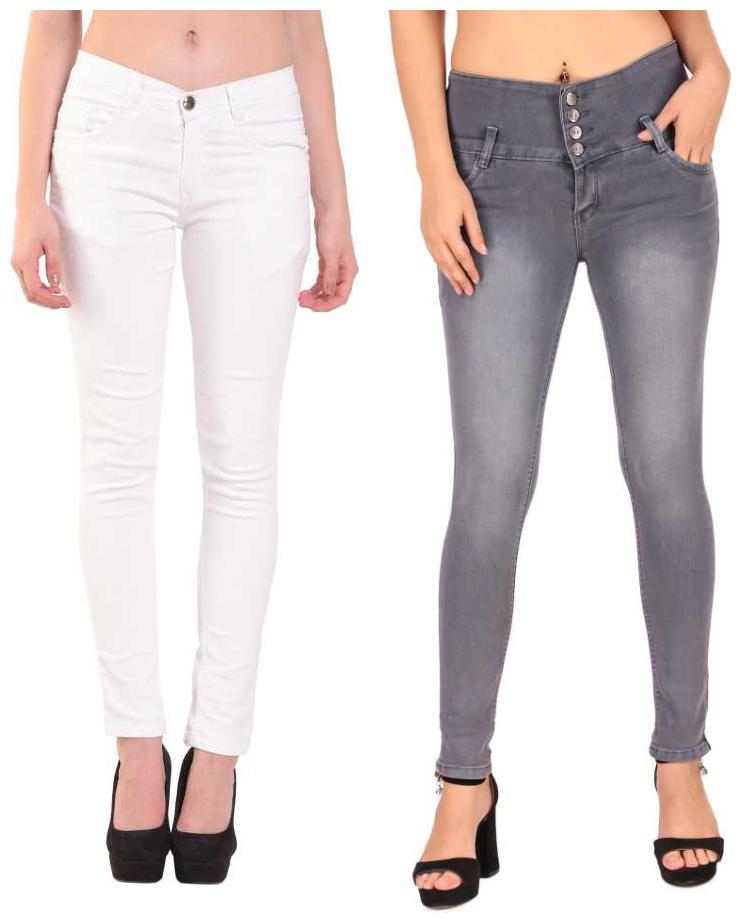 

HMFURRYS FINEST Women White Grey Slim fit Jeans