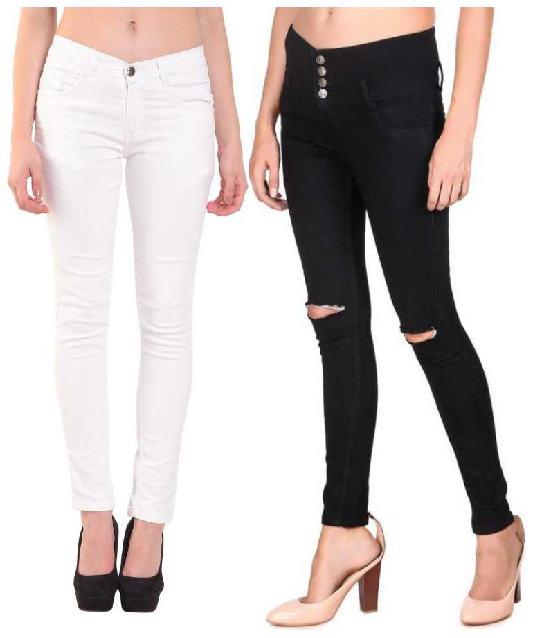 

HMFURRYS FINEST Women White Black Slim fit Jeans