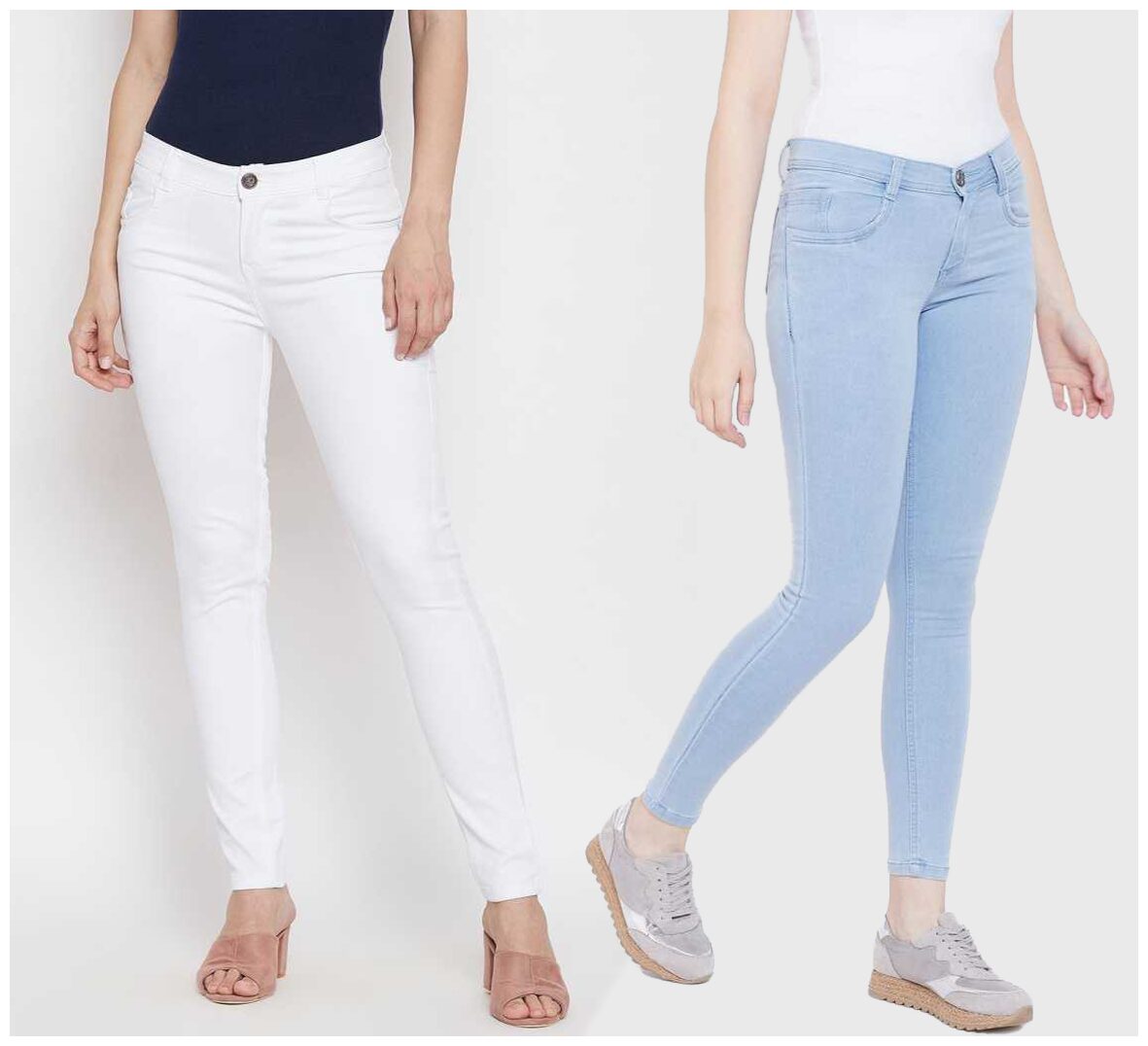 

HMFURRYS FINEST Women White Blue Slim fit Jeans