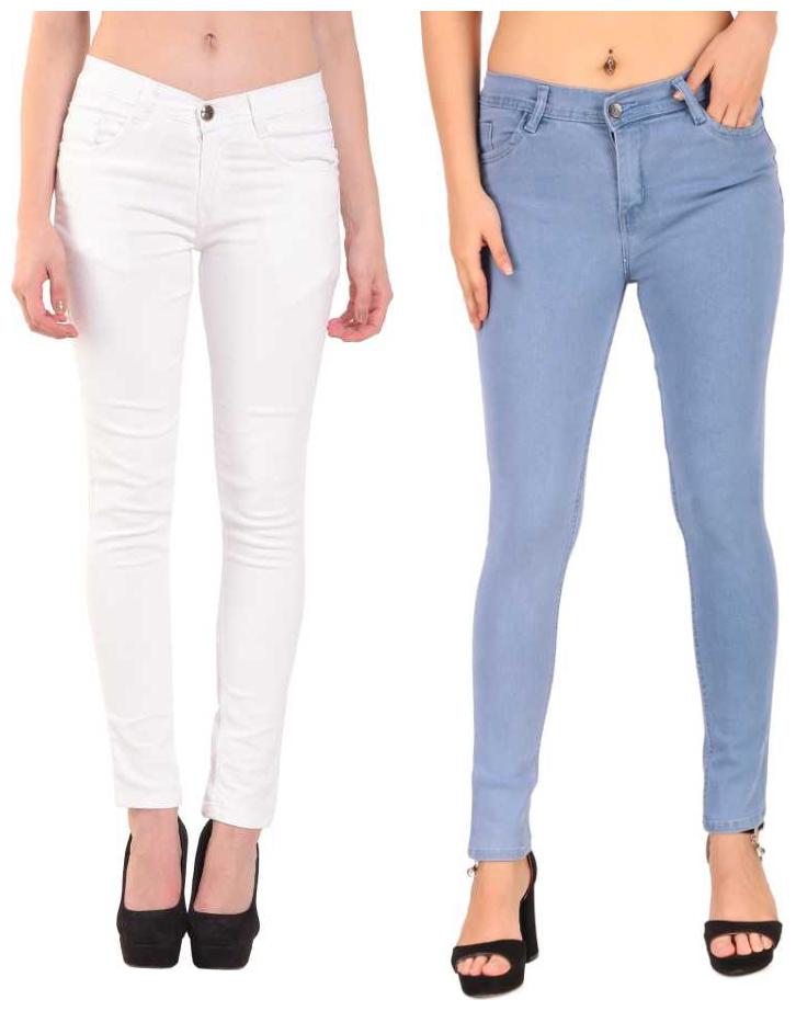 

HMFURRYS FINEST Women White Blue Slim fit Jeans