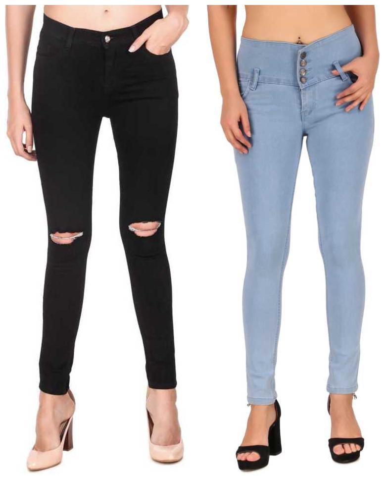 

HMFURRYS FINEST Women Black Blue Slim fit Jeans