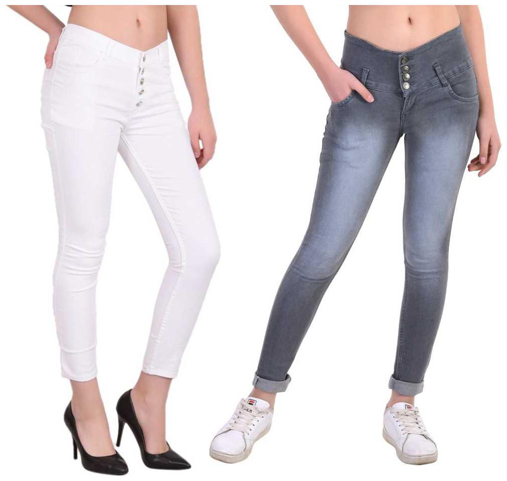 

HMFURRYS FINEST Women White Grey Slim fit Jeans
