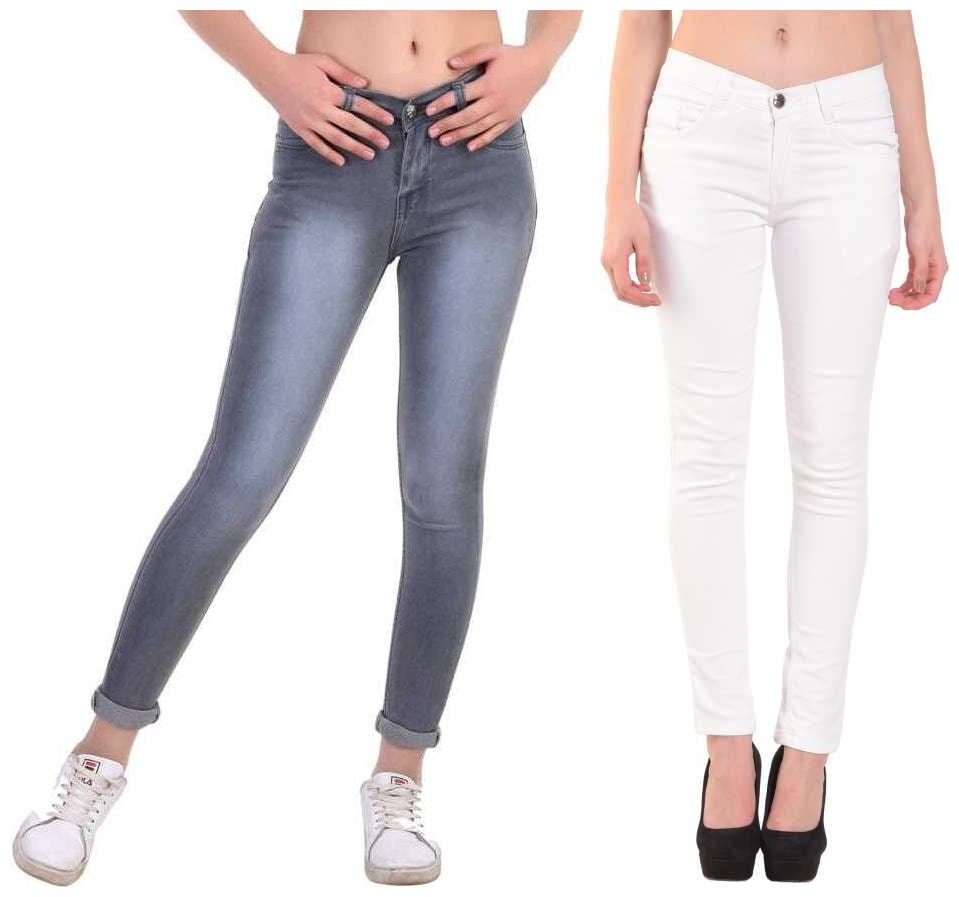 

HMFURRYS FINEST Women Grey White Straight fit Jeans