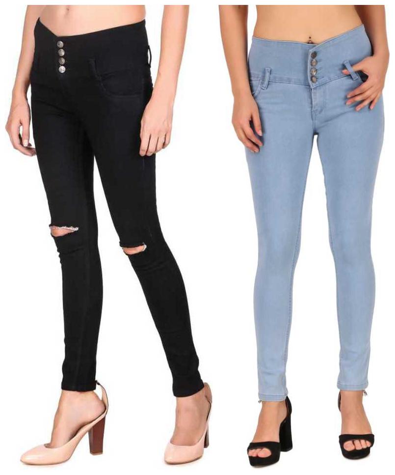 

HMFURRYS FINEST Women Black Blue Slim fit Jeans