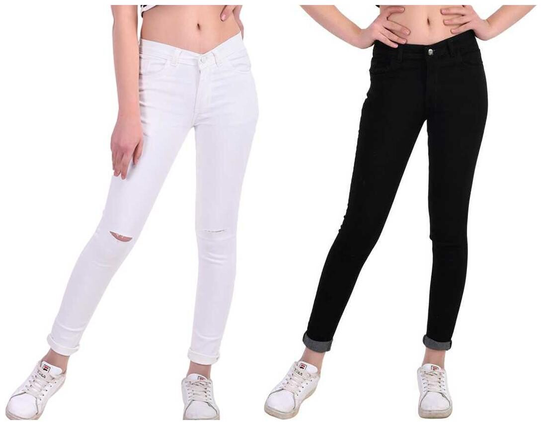

HMFURRYS FINEST Women White Black Slim fit Jeans