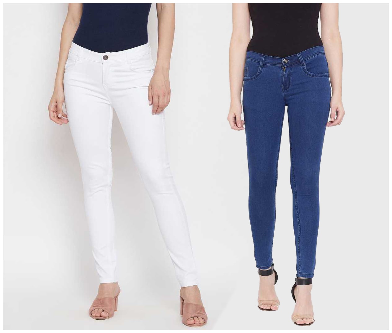 

HMFURRYS FINEST Women White Blue Slim fit Jeans