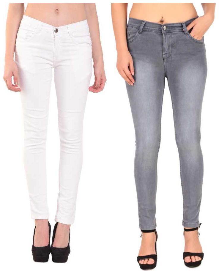 

HMFURRYS FINEST Women White Grey Slim fit Jeans