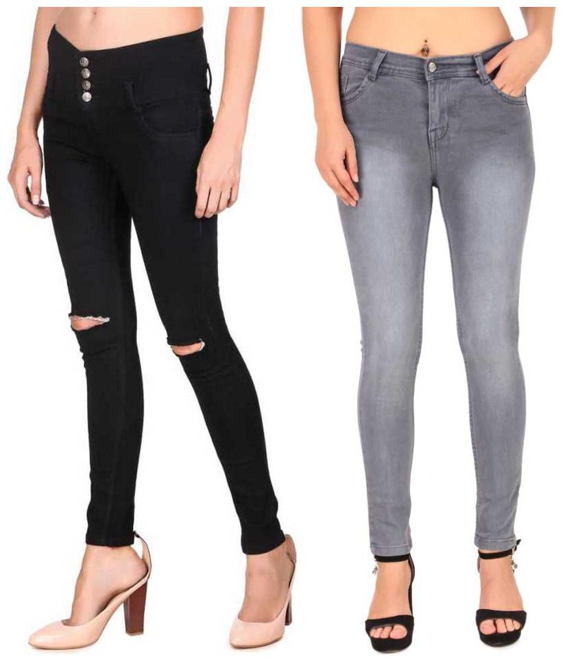 

HMFURRYS FINEST Women Black Grey Slim fit Jeans