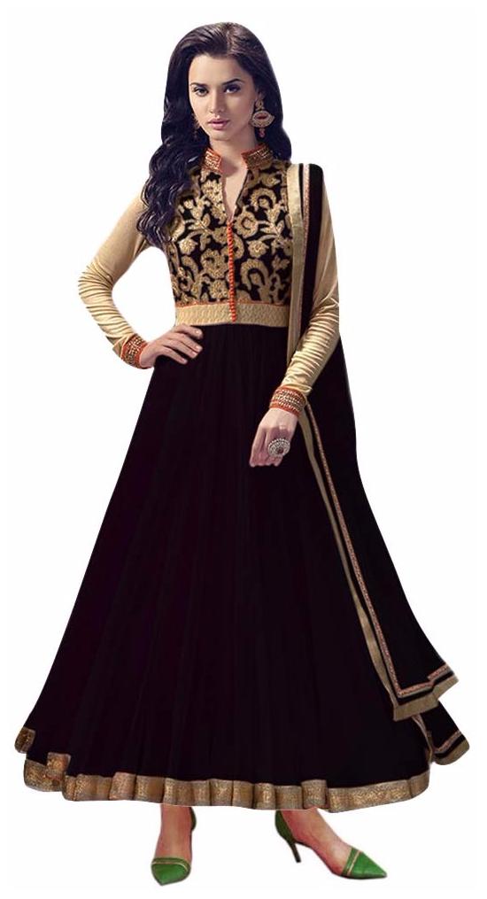 

Home Fashion Black Net Anarkali Semi Stitched Suit