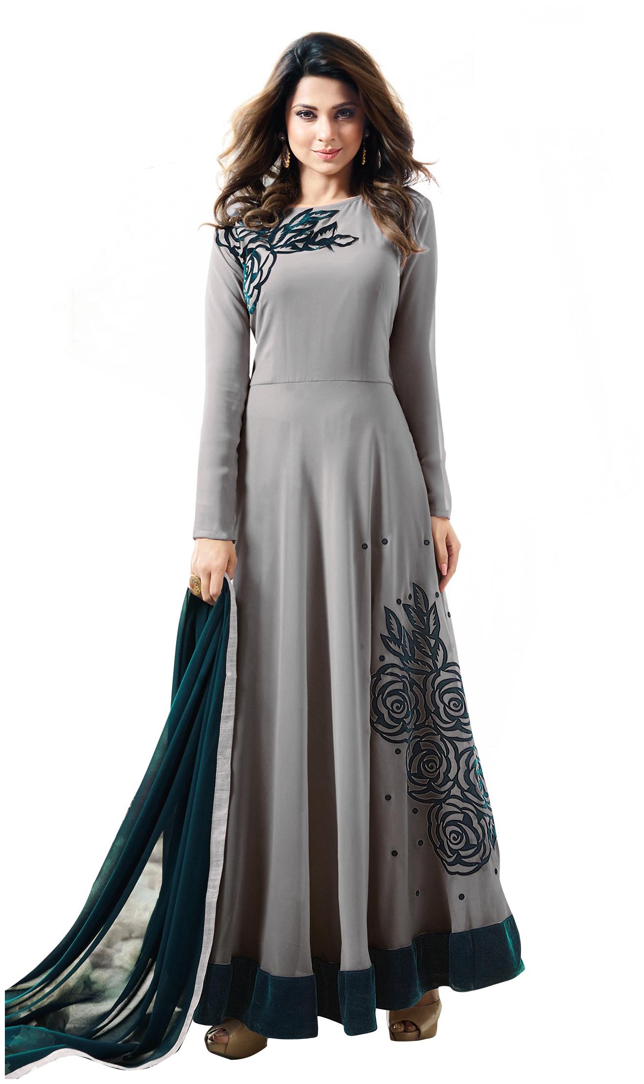 

Home Fashion grey Georgette Anarkali Semi-Stitched Suit