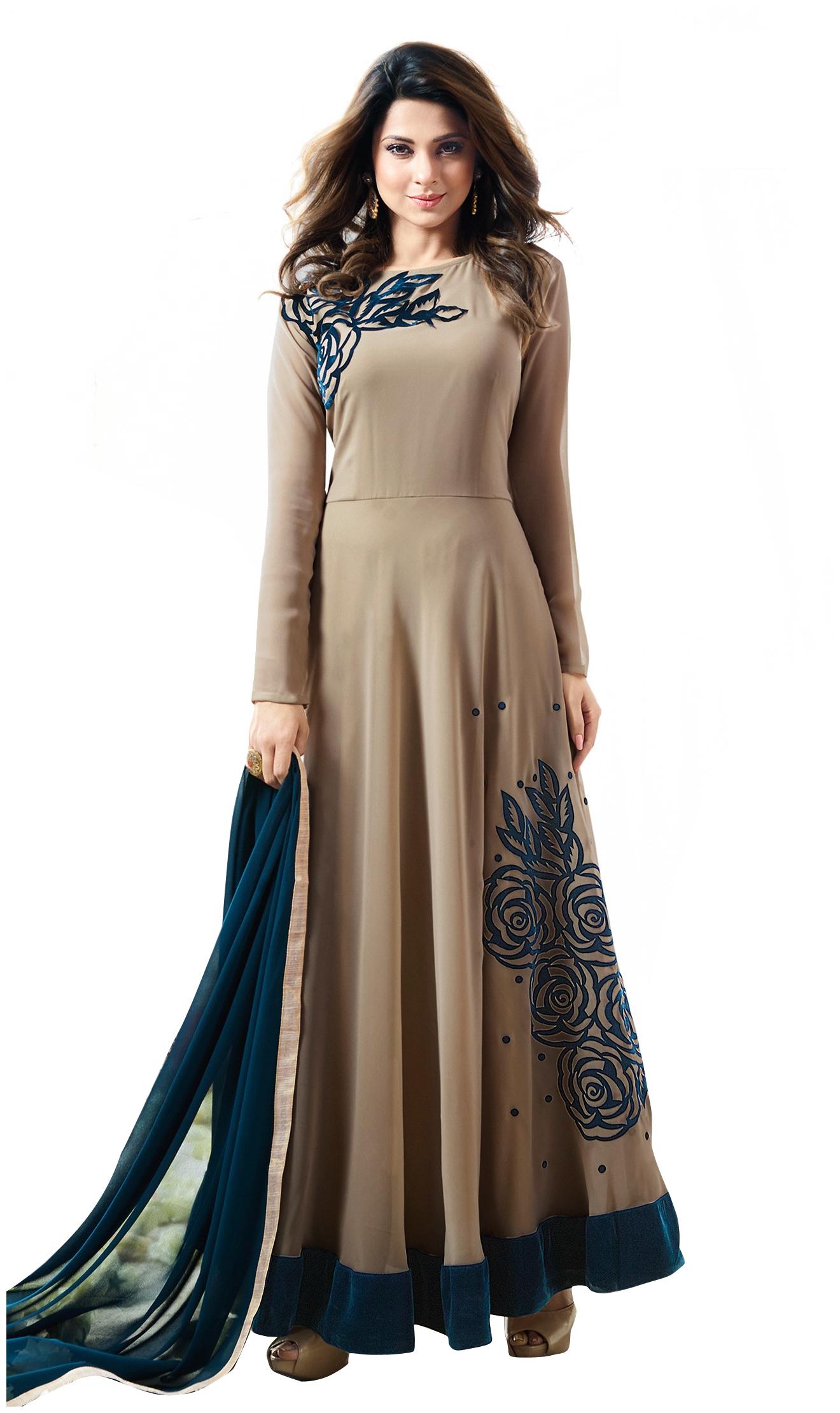 

Home Fashion Khaki Georgette Anarkali Semi-Stitched Suit