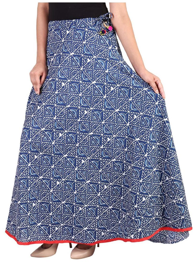 

Home Shop Gift indigo blue printed lon g skirt for women girl