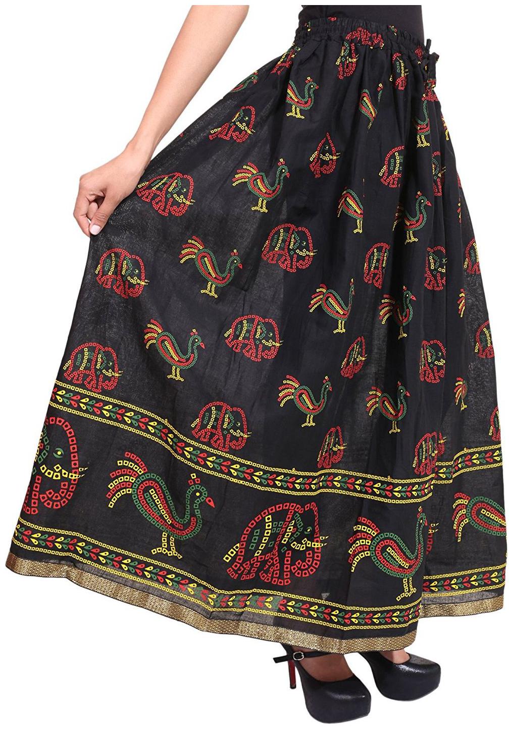 

Home Shop Gift Black Gold Printed Long Skirt
