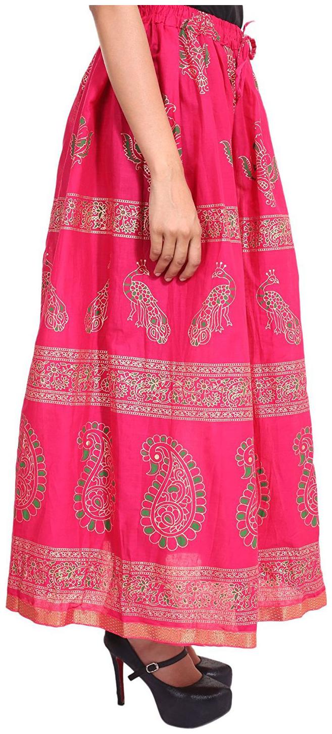 

Home Shop Gift pink Gold Printed Long Skirt