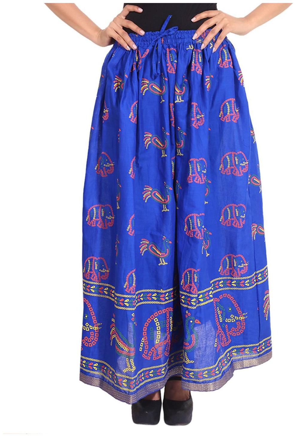 

Home Shop Gift Blue Gold Printed Long Skirt
