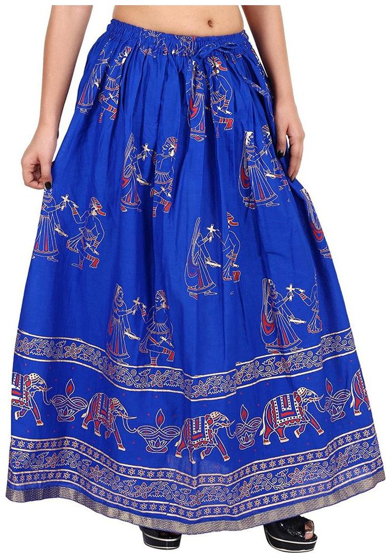 

Home Shop Gift Blue Gold Printed Long Skirt