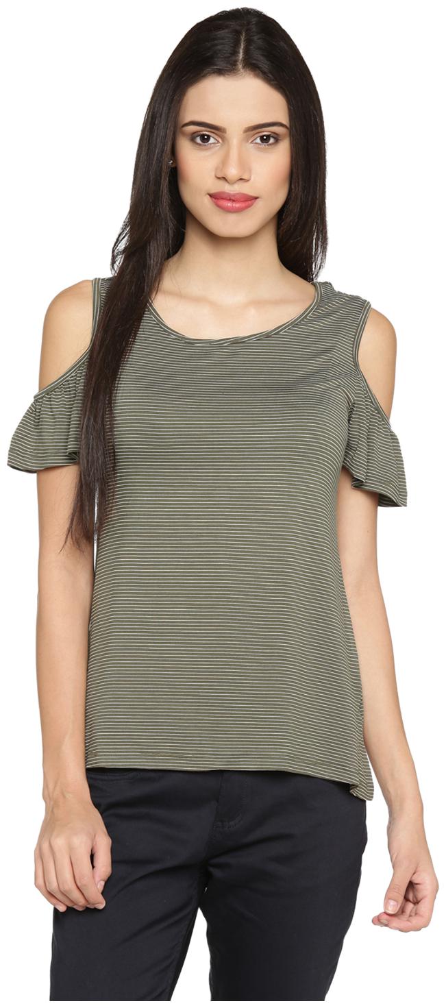 

Honey By Pantaloons Women Green Regular fit Round neck Cotton T shirt