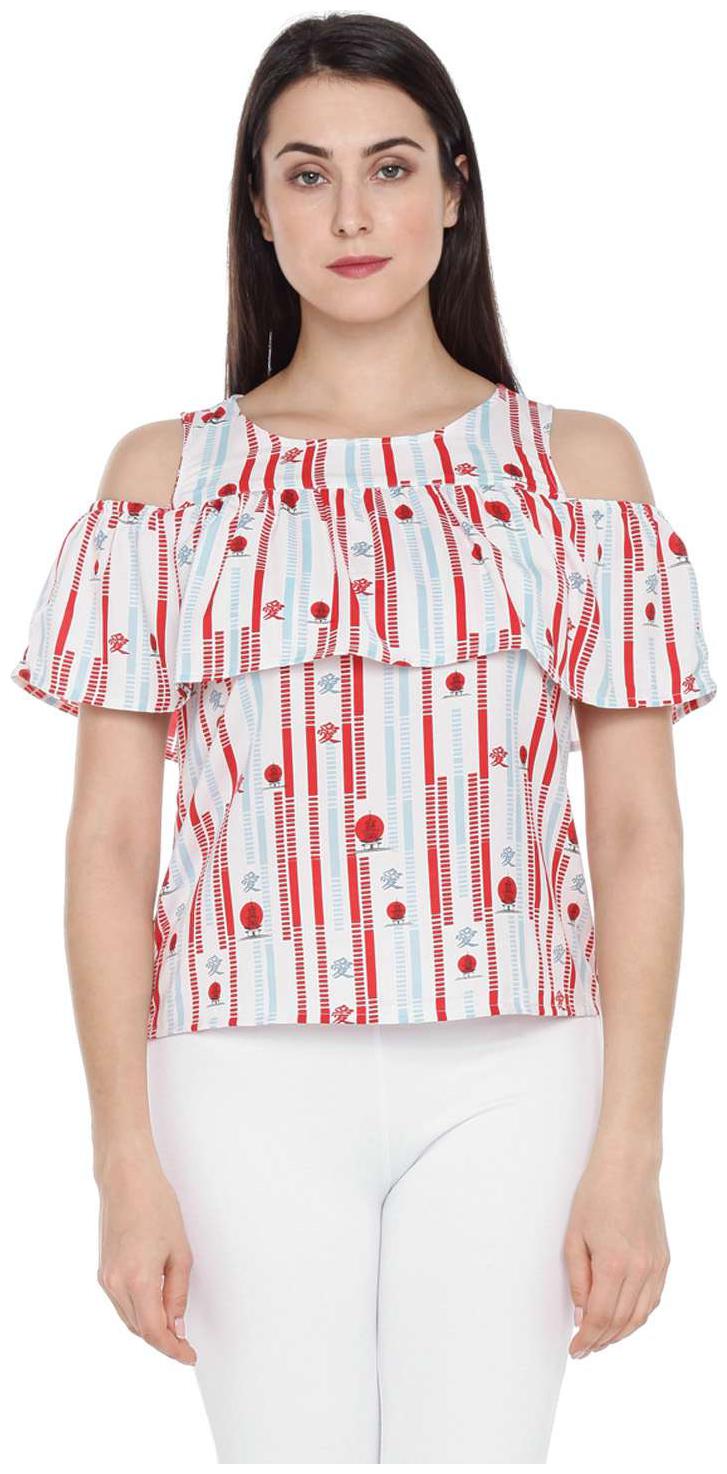 

Honey by Pantaloons Women s Off White Printed Polyester Top