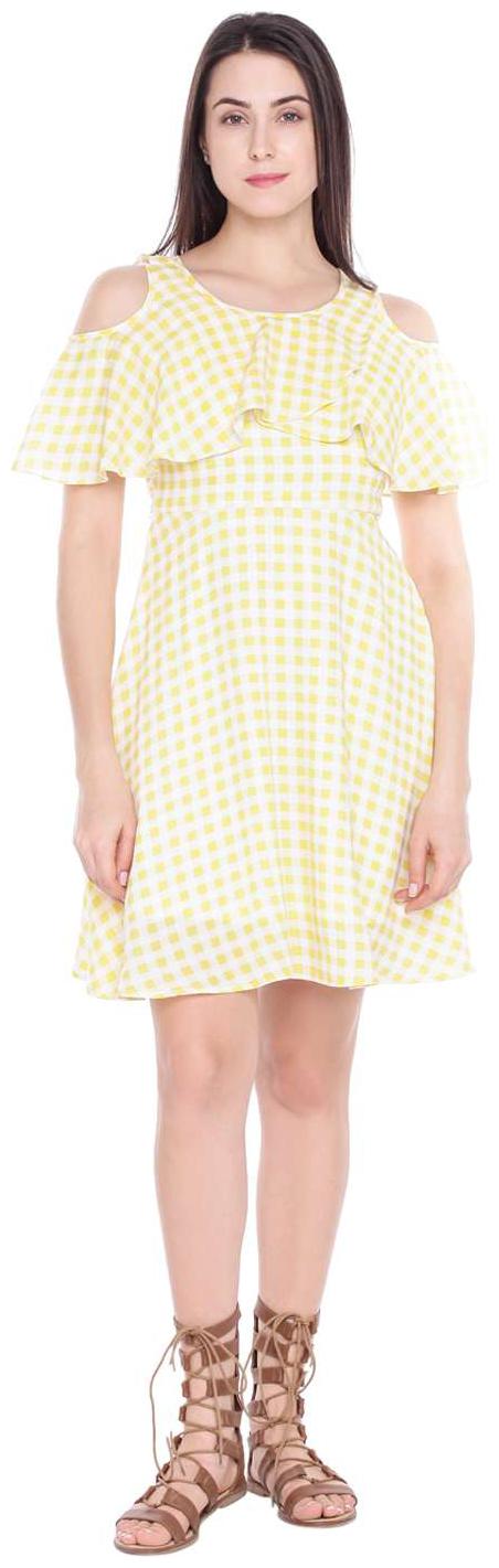

Honey By Pantaloons Yellow Checked Fit flare dress