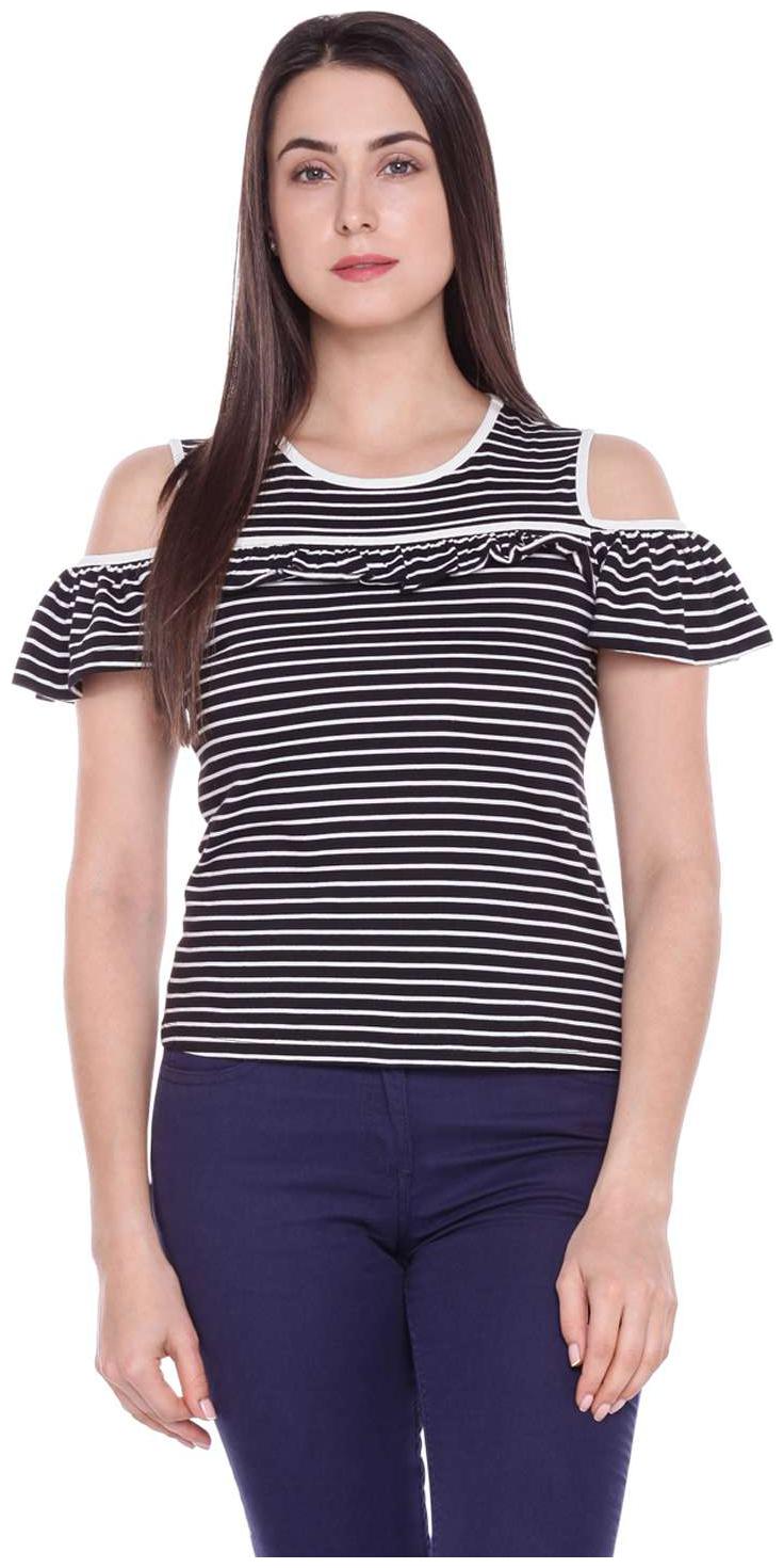

Honey By Pantaloons Women Striped Regular top - Black