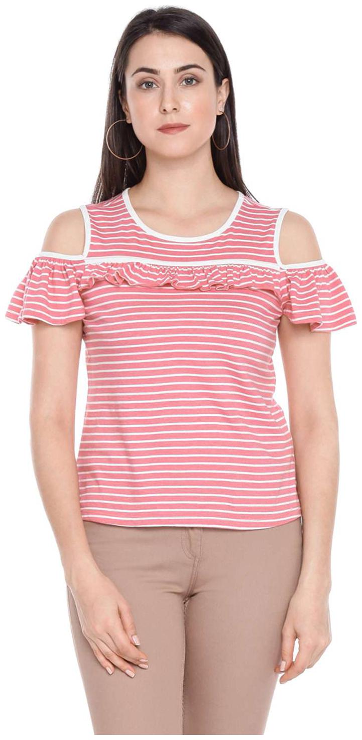 

Honey By Pantaloons Women Striped Regular top - Pink