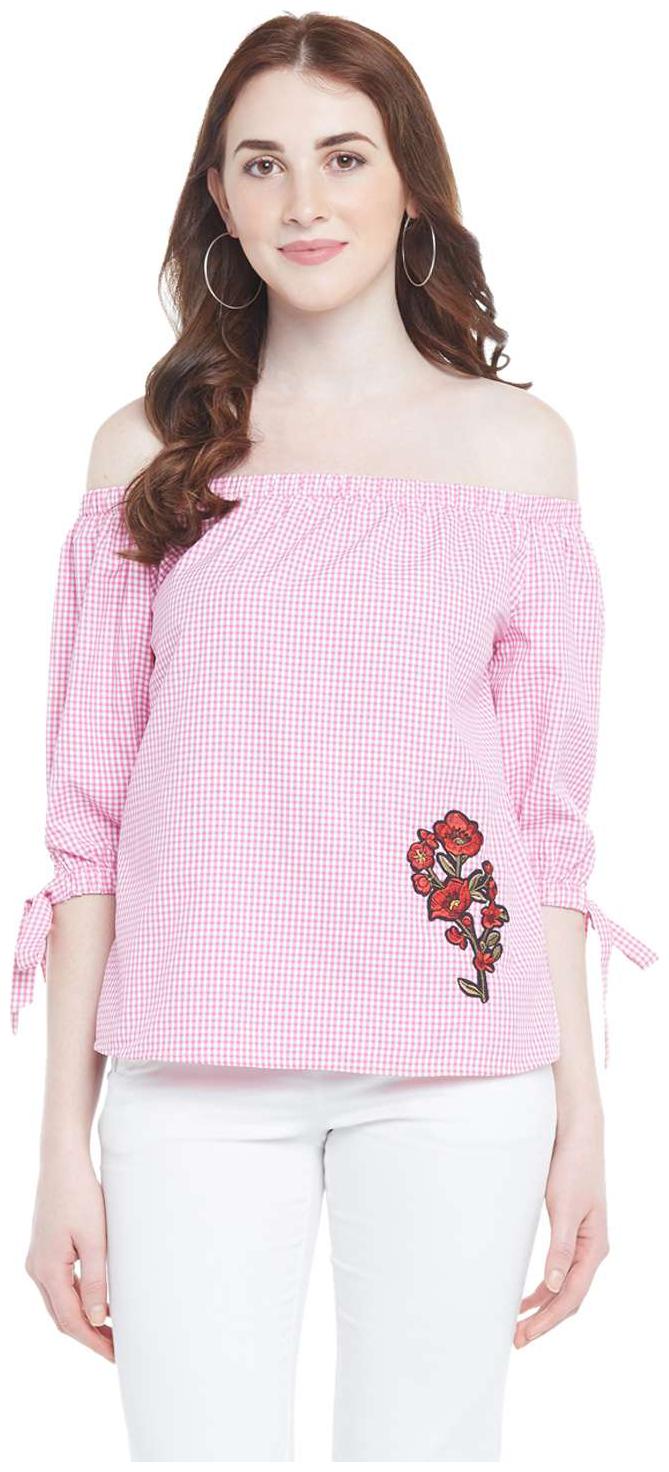 

Honey by Pantaloons Women s Pink Embroidered Polyester Tops