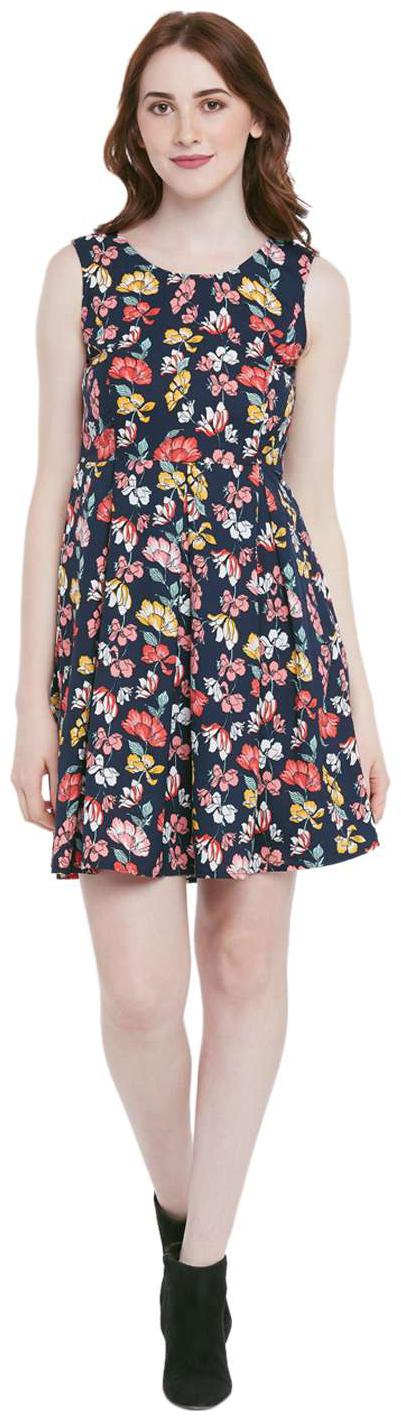 

Honey By Pantaloons Blue Printed A-line dress