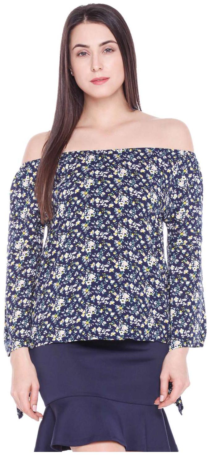 

Honey by Pantaloons Women s Navy Printed Rayon Blouse