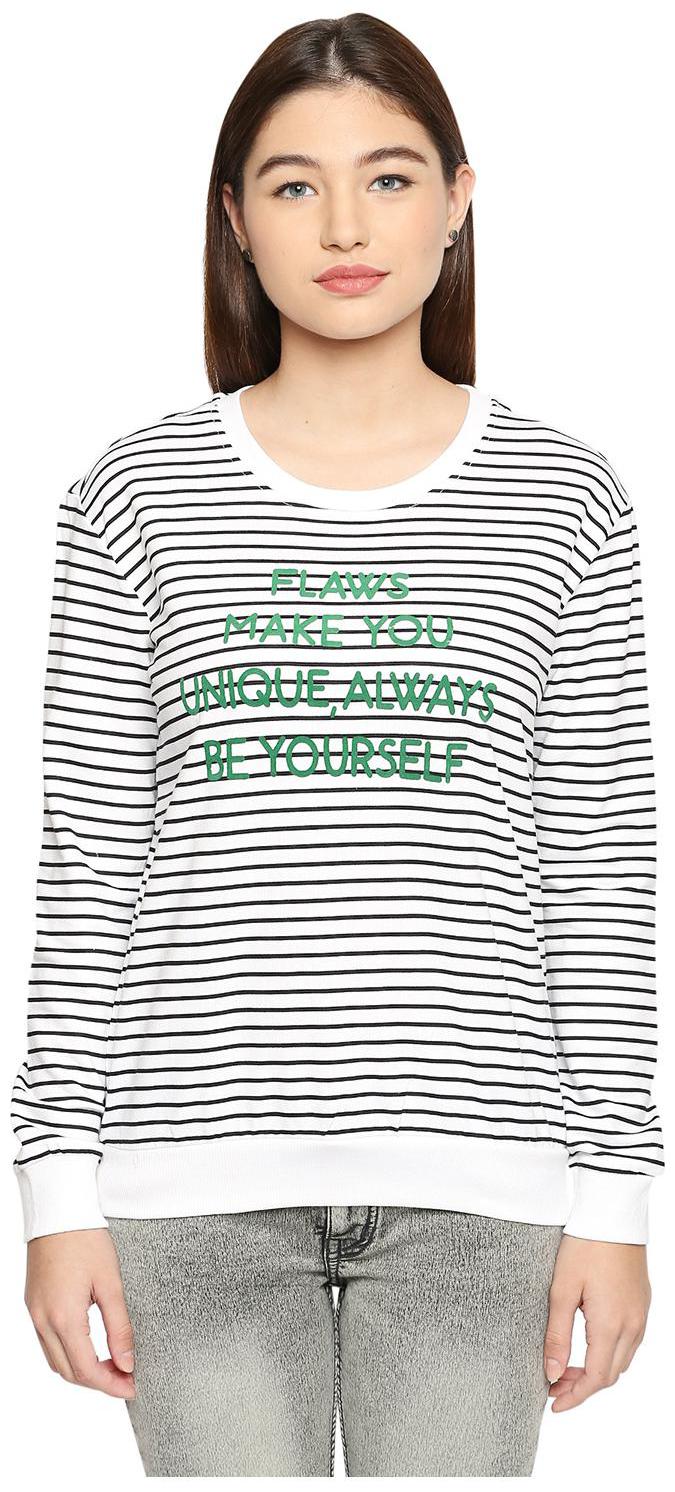 

Honey By Pantaloons Women Striped Sweatshirt - Cream