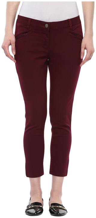 Honey By Pantaloons Women Red Slim fit Regular trousers