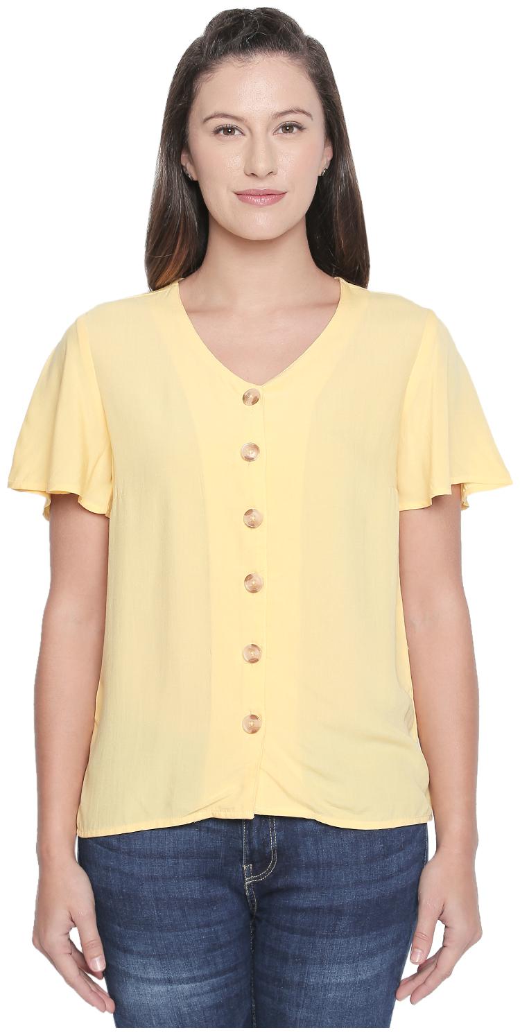 

Honey By Pantaloons Women Solid Regular top - Yellow