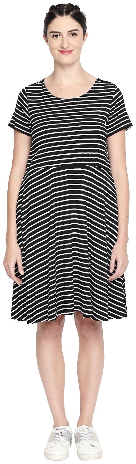 

Honey By Pantaloons Black Striped Fit flare dress