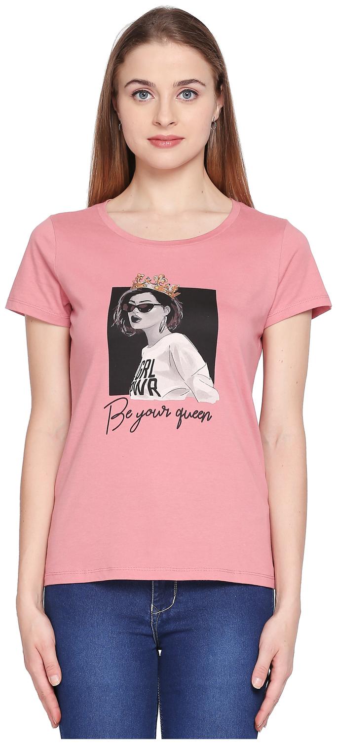 

Honey By Pantaloons Women Pink Regular fit Round neck Cotton T shirt
