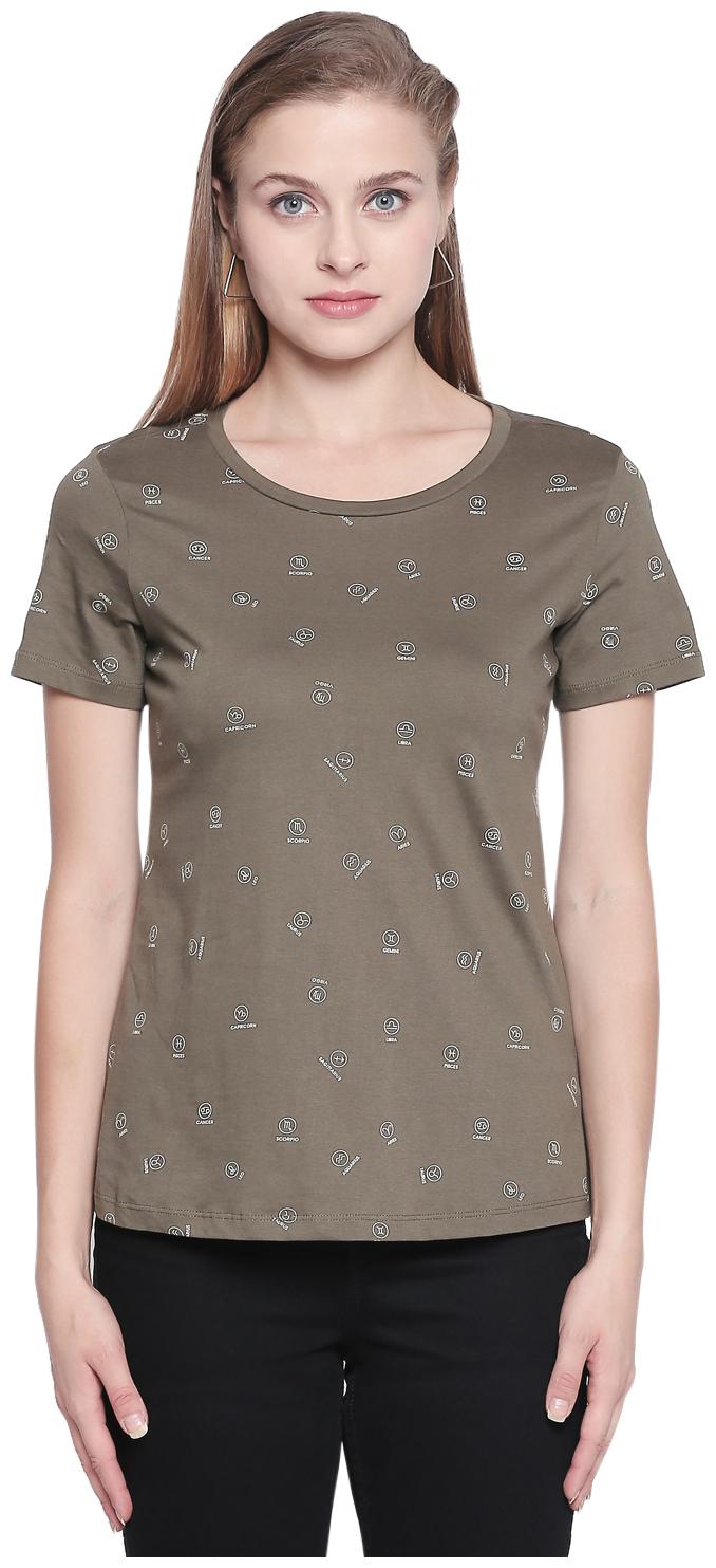 

Honey By Pantaloons Women Green Regular fit Round neck Cotton T shirt