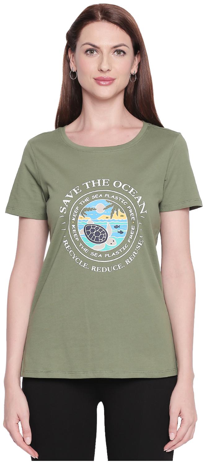 

Honey By Pantaloons Women Green Regular fit Round neck Cotton T shirt
