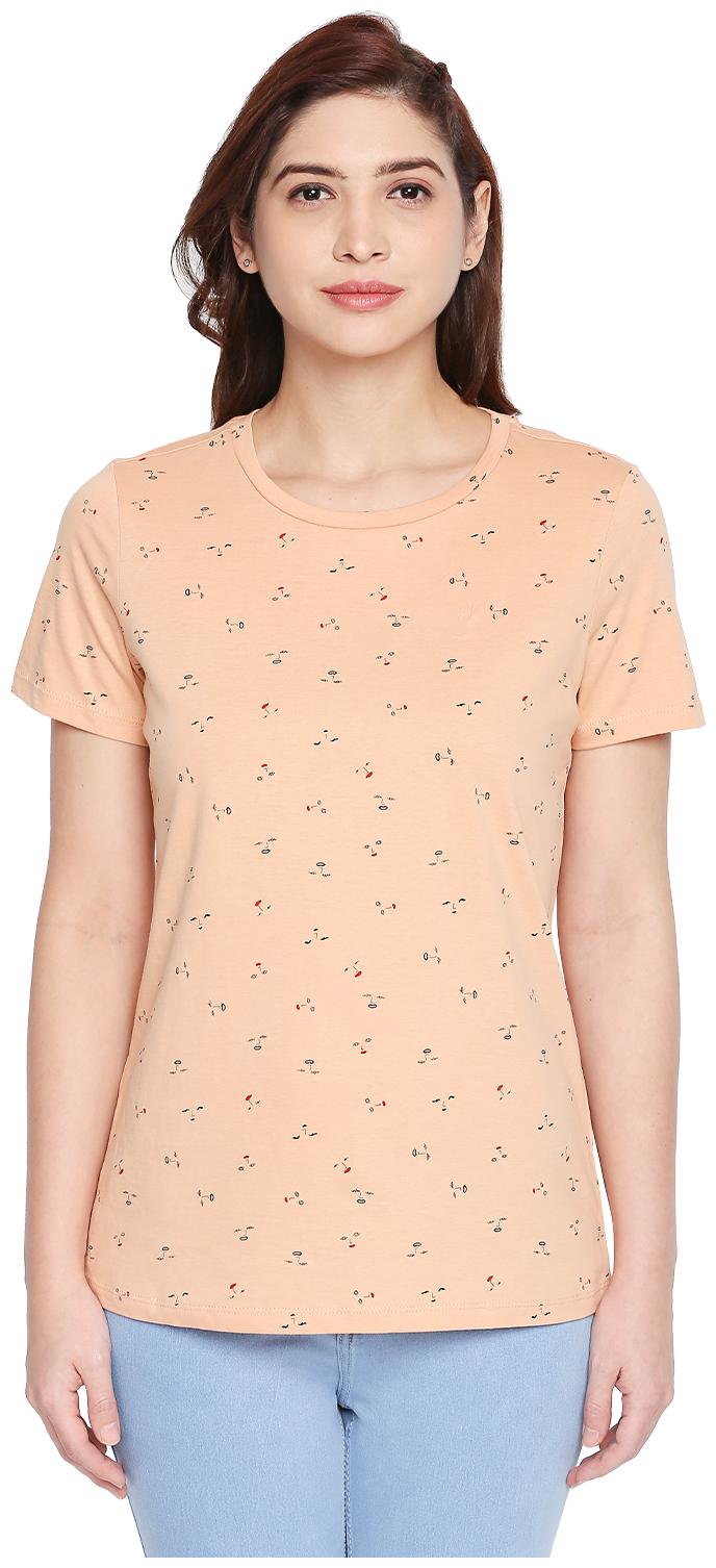 

Honey By Pantaloons Women Pink Regular fit Round neck Cotton T shirt