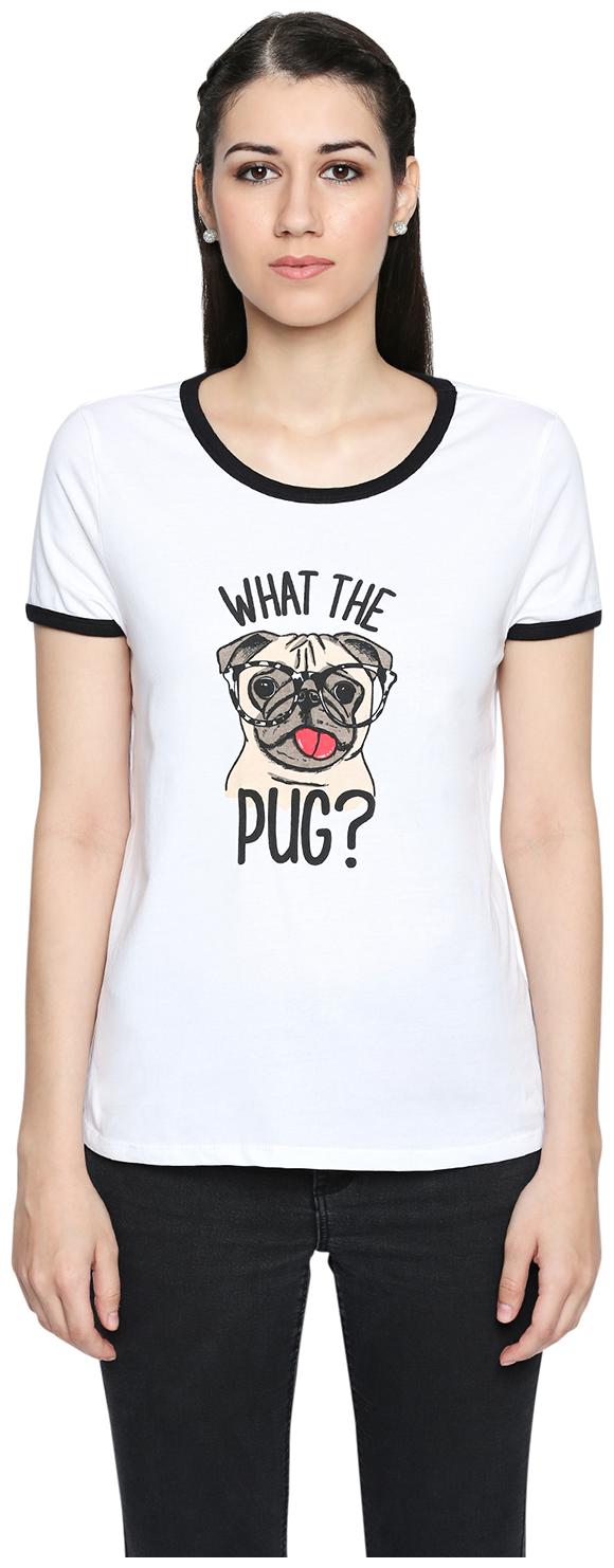 

Honey By Pantaloons Women White Regular fit Round neck Cotton T shirt