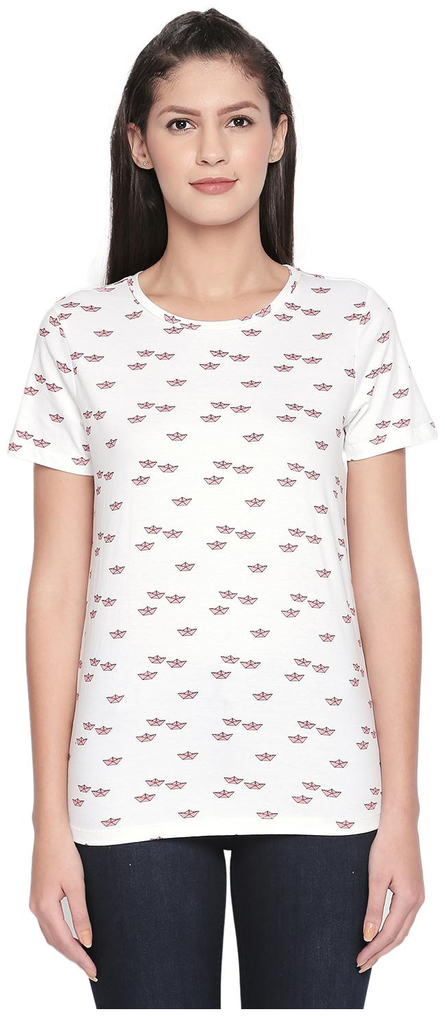 

Honey By Pantaloons Women White Regular fit Round neck Cotton T shirt