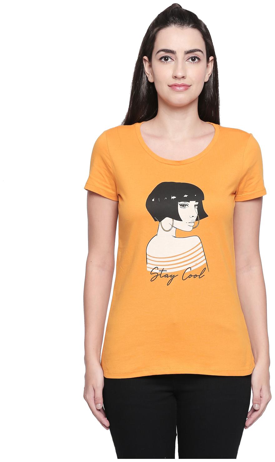 

Honey By Pantaloons Women Yellow Regular fit Round neck Cotton T shirt