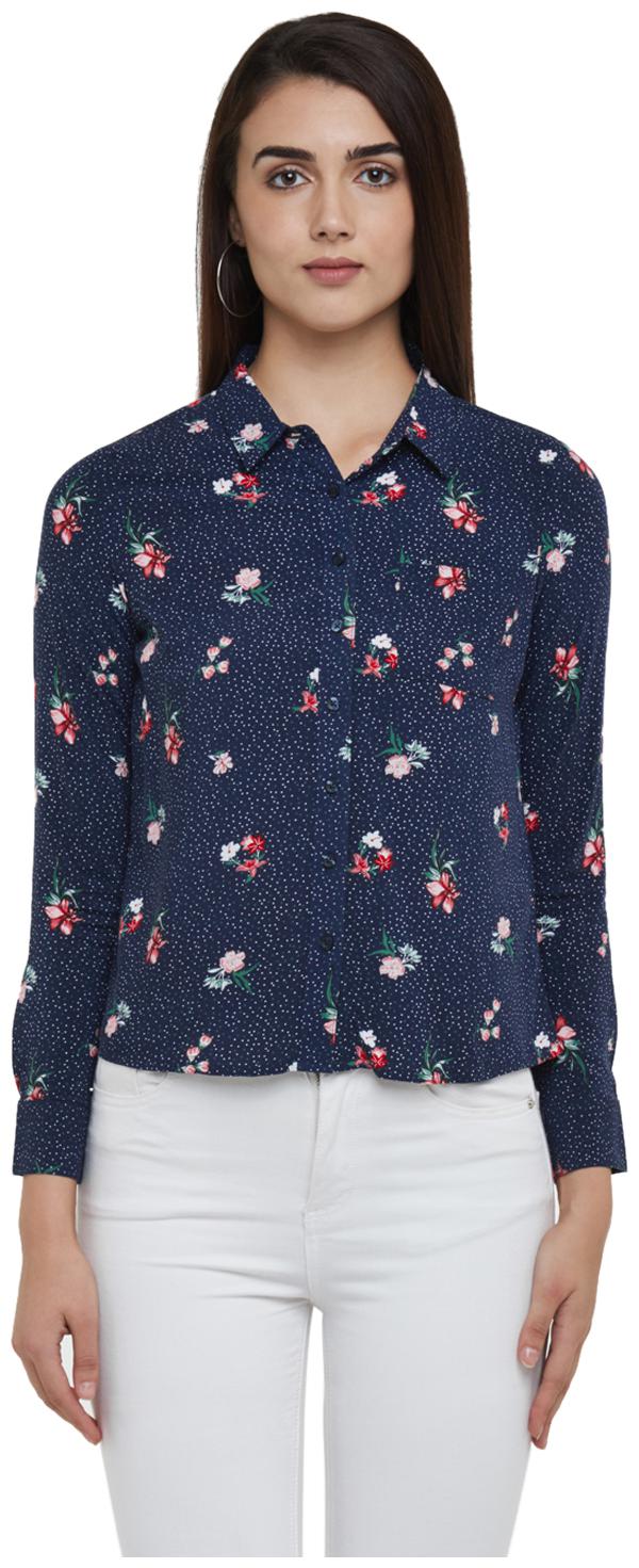 

Honey By Pantaloons Women Blue Floral Regular Fit Shirt