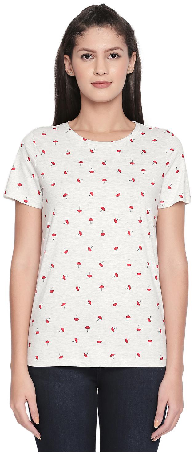 

Honey By Pantaloons Women Grey Regular fit Round neck Cotton T shirt