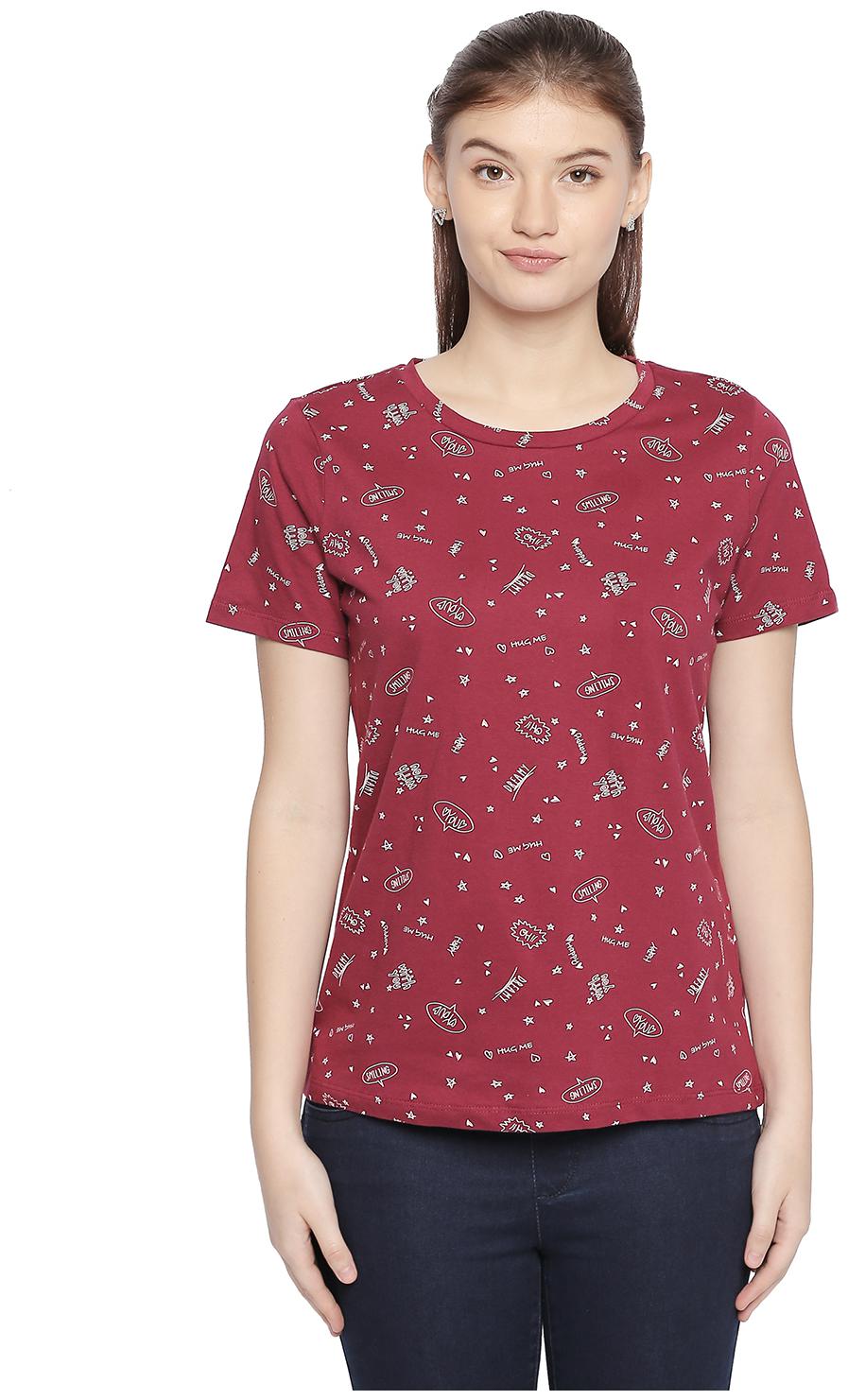 

Honey By Pantaloons Women Purple Regular fit Round neck Cotton T shirt
