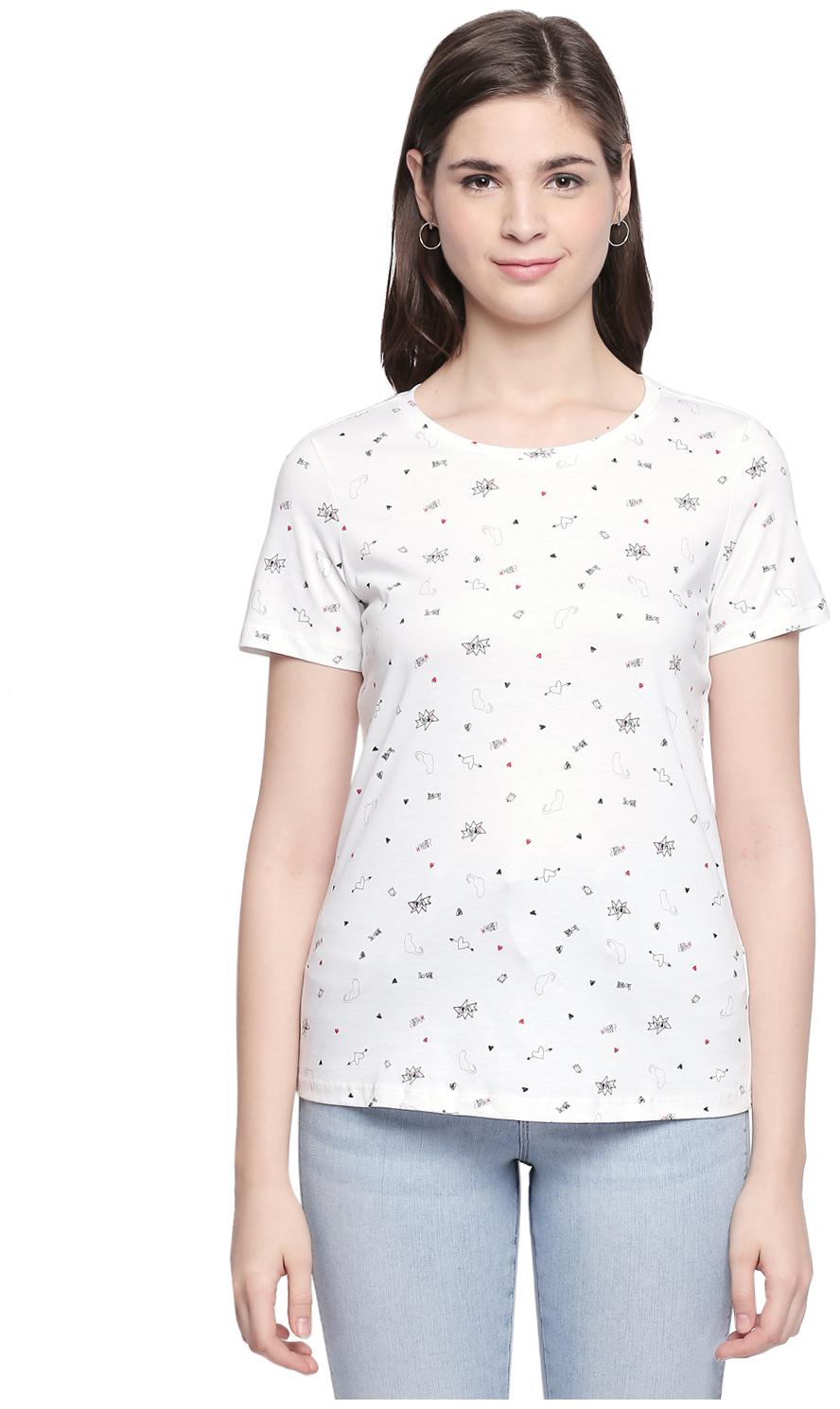 

Honey By Pantaloons Women White Regular fit Round neck Cotton T shirt