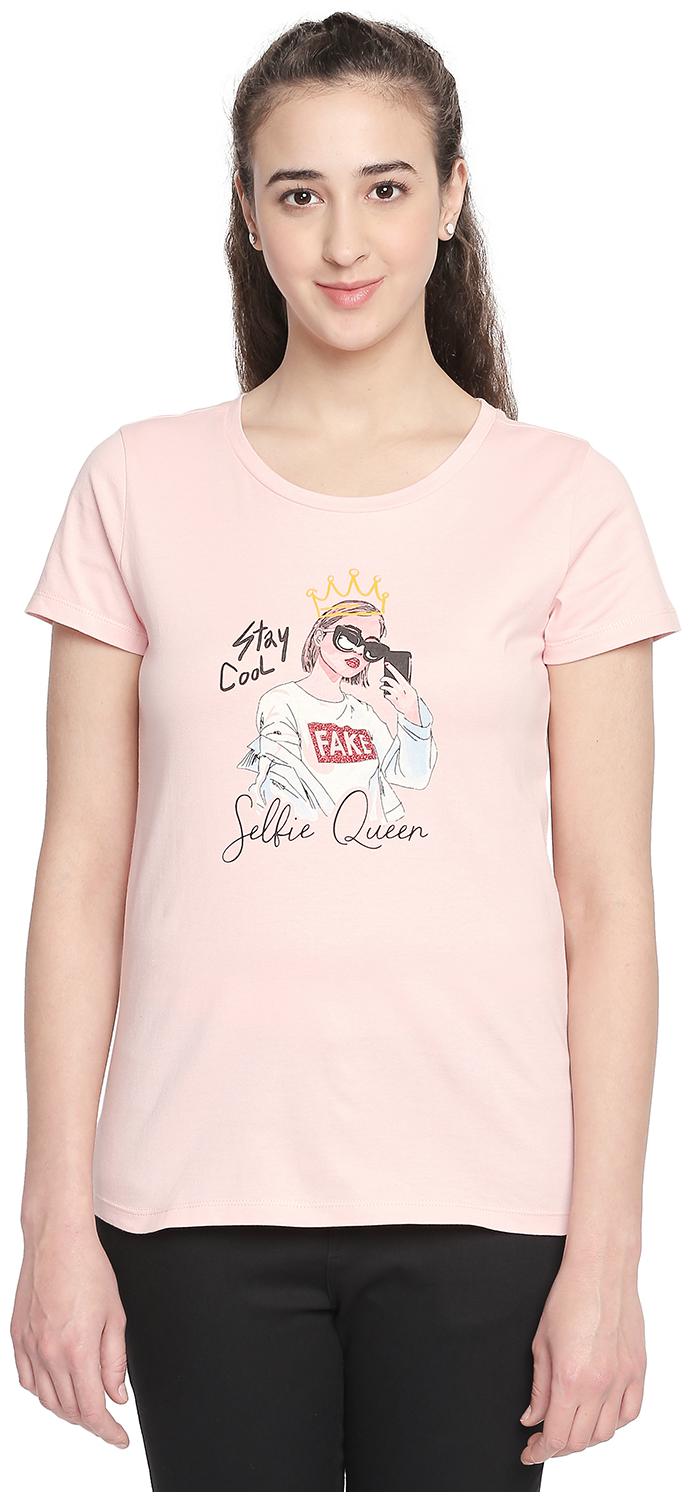 

Honey By Pantaloons Women Pink Regular fit Round neck Cotton T shirt