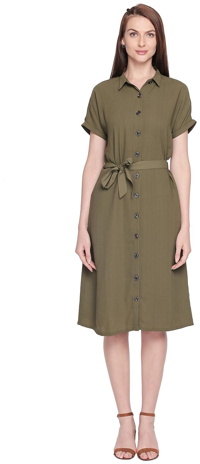 

Honey By Pantaloons Green Solid A-line dress