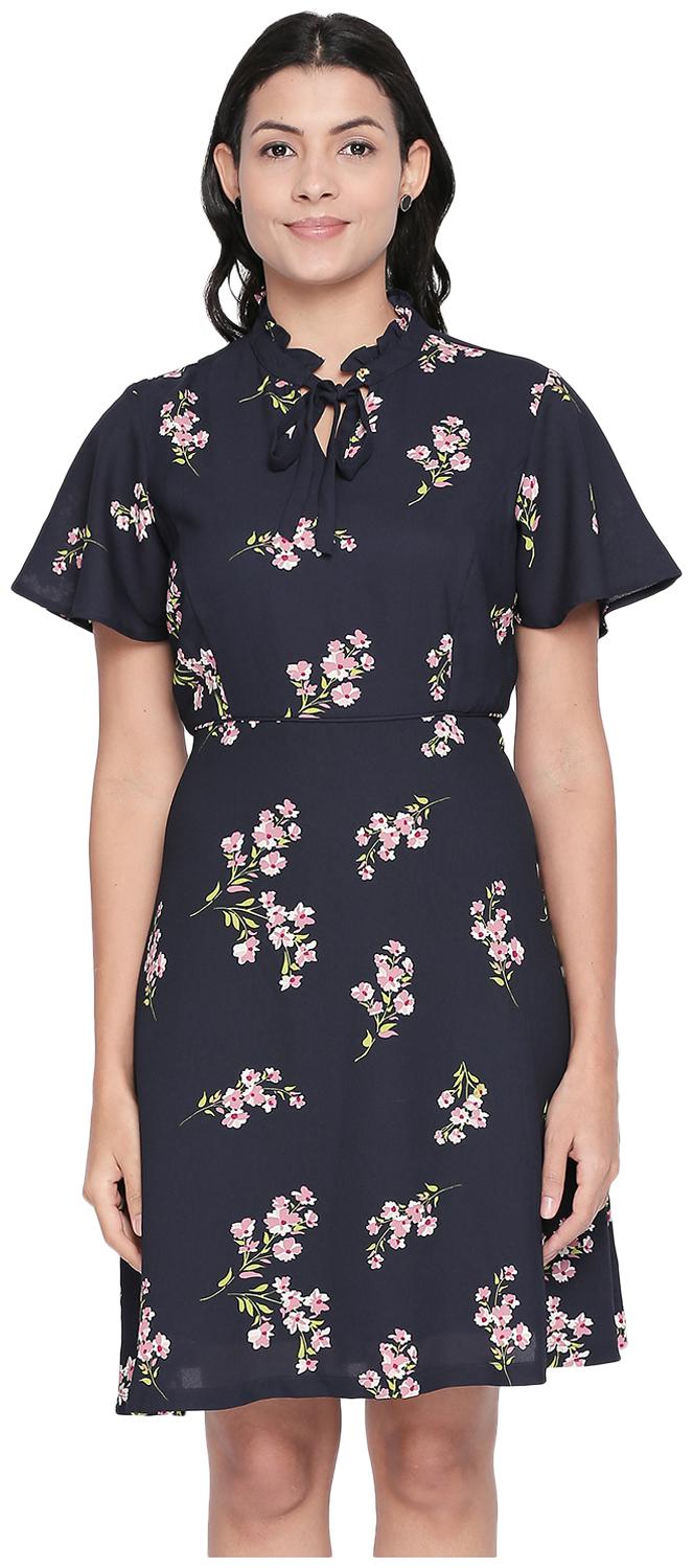 

Honey By Pantaloons Blue Printed A-line dress