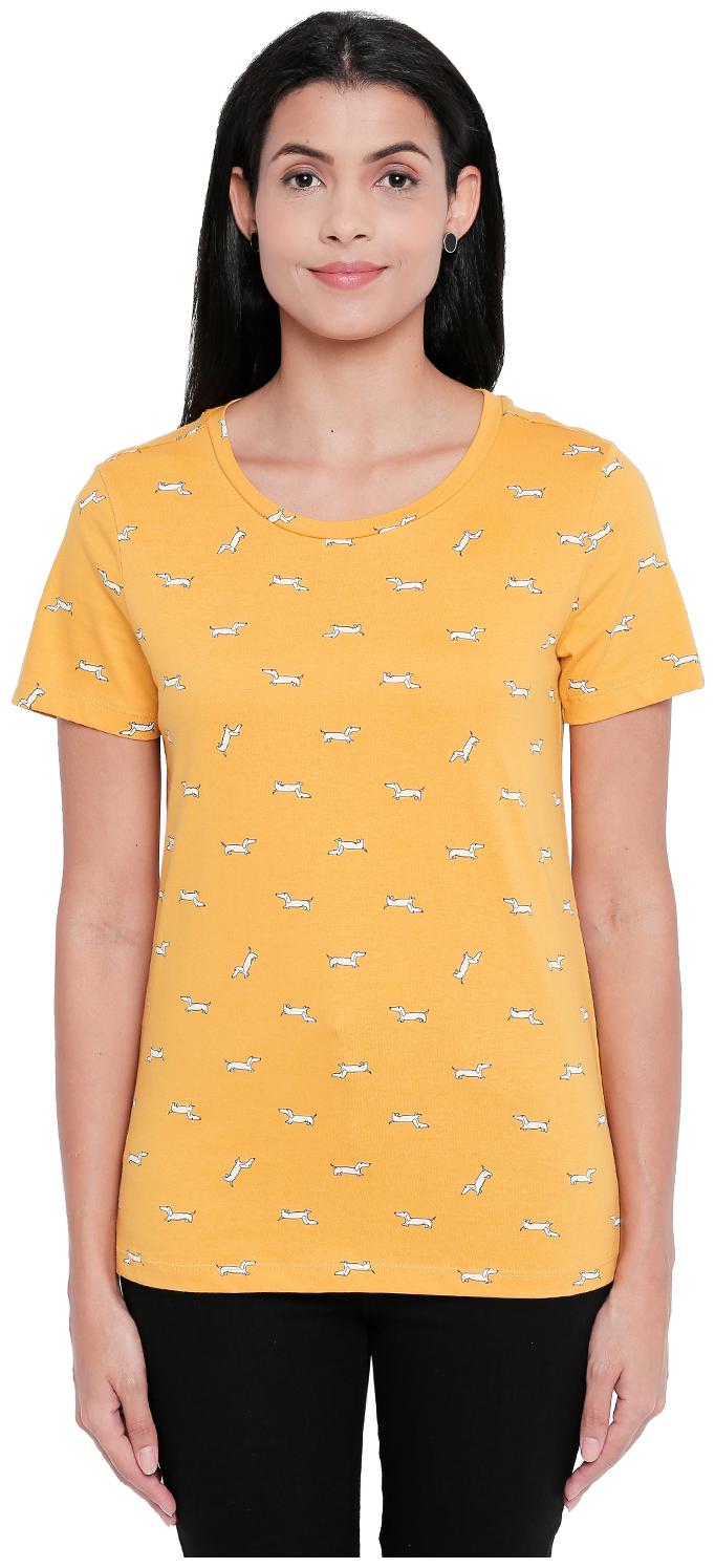 

Honey By Pantaloons Women Mustard Regular fit Round neck Cotton T shirt