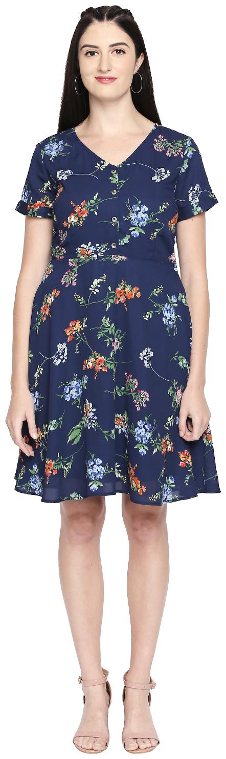 

Honey By Pantaloons Navy Floral Fit flare dress