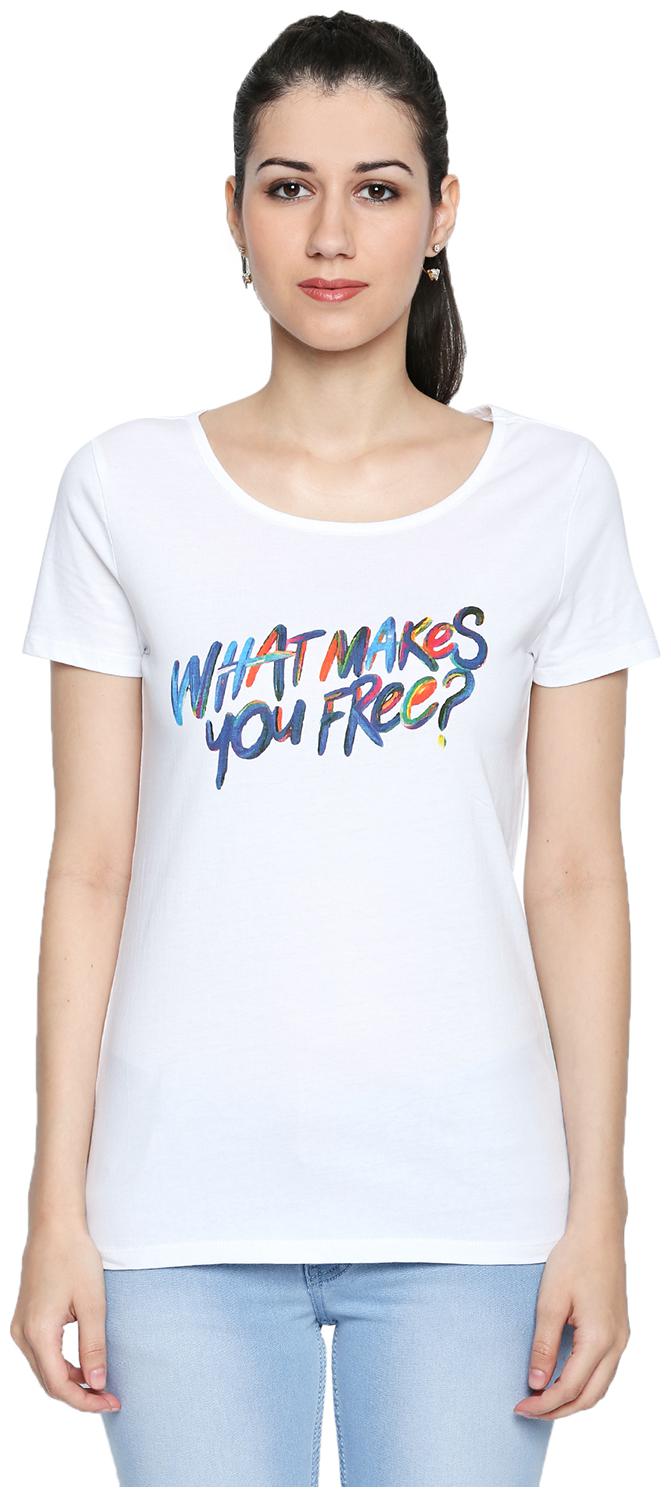 

Honey By Pantaloons Women White Regular fit Round neck Cotton T shirt