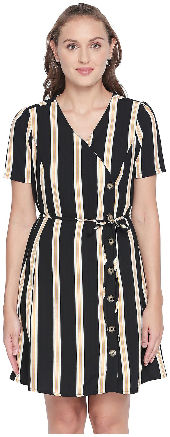 

Honey By Pantaloons Blue Striped Flared dress